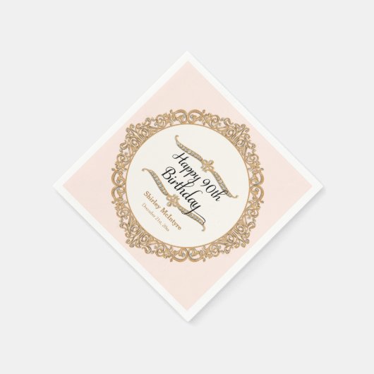 90. Happy Birthday Party Celebration Round Decor Serviette (Ecke)