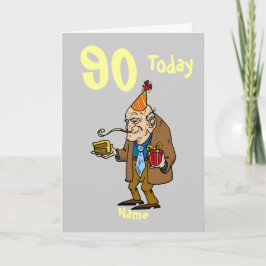 90. heute Geburtstag Cartoon personalisiert Karte
