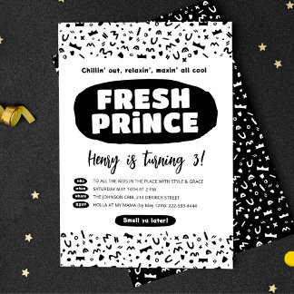 90 Hip Hop Geburtstag, Fresh Prince Rap Party Einladungspostkarte