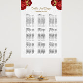 90 Hochzeitsdiagramm in Rot und Gold Poster (Küche)