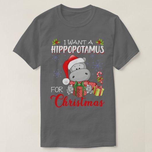 90 Ich Wollte einen Hippopotamus für Weihnachten W T-Shirt (Design vorne)