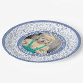 90 Ihr Foto Random Number Pattern Blau/Weiß Pappteller (Schrägansicht)