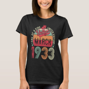 90 Jahre alt 90. Geburtstag Vintager Retro-März 19 T-Shirt
