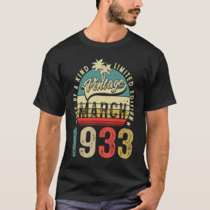 90 Jahre alt 90. Geburtstag Vintager Retro-März 19 T-Shirt