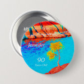 90 Jahre alt, farbenfroh Landschaftsschaltfläche B Button (Vorne & Hinten)