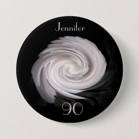 90 Jahre alt, hellrosa Rose Knopf Button (Vorderseite)