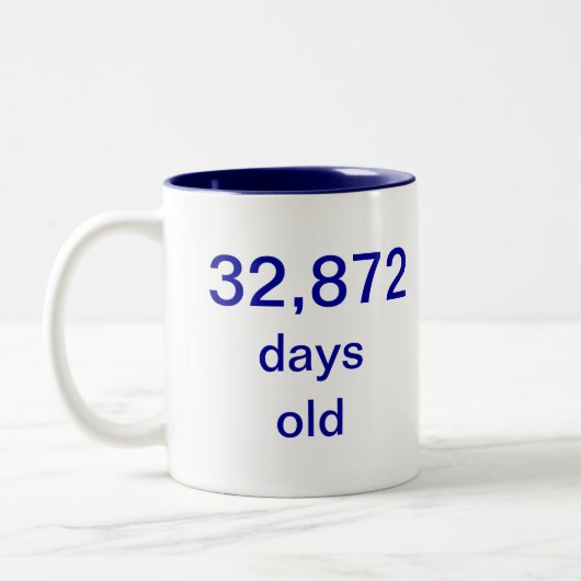 90 Jahre alt Zweifarbige Tasse (Links)