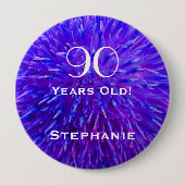 90 Jahre alter Personalisierter Lila Abstrakter Bu Button (Vorderseite)