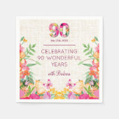 90 Jahre Blume Blumenhandwäsche 90. Geburtstag Serviette (Vorderseite)