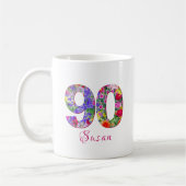 90 Jahre Geburtstagsparty Blumendesign Tasse (Links)