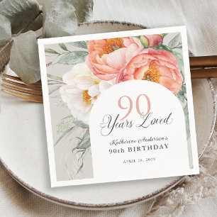 90 Jahre Geliebt Feminine Florale 90. Geburtstagsf Serviette