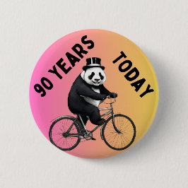 90 Jahre heute Panda auf dem Fahrrad Button