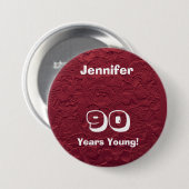 90 Jahre Junge 90. Geburtstag Red Dolls Button Pin (Vorne & Hinten)