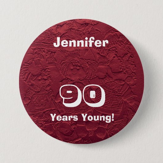90 Jahre Junge 90. Geburtstag Red Dolls Button Pin (Vorderseite)
