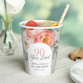 90 Jahre Liebe Weibchen Flora 90. Geburtstag Pappbecher