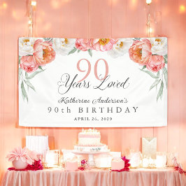 90 Jahre Loved Peach Floral 90. Geburtstag Banner