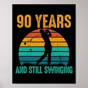90 Jahre und immer noch schwingende Funny Golf 90. Poster