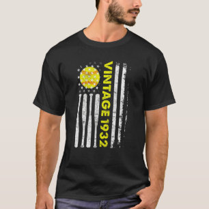 90 Jahre Vintag 1932 Amerikanische Flagge 90. Gebu T-Shirt
