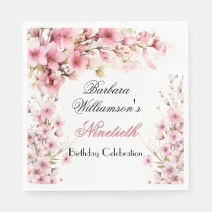 90. jedes Jahr Geburtstag bemalt Blumenmuster Serviette