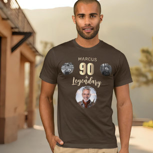 90 & Legendär 3 Fotos Gold 90. Geburtstag T-Shirt