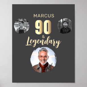 90 Legendäre 3 Fotos Gold 90. Geburtstag Poster