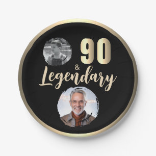90 & Legendary 2 Fotos 90. Geburtstag Gold Pappteller