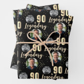 90 & Legendary 2 Photos 90th Birthday Gold Geschenkpapier Set (Beispiel)