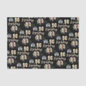 90 & Legendary 2 Photos 90th Birthday Gold Seidenpapier (Vorderseite)
