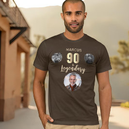 90 & Legendary 3 Photos Gold 90th Birthday T-Shirt