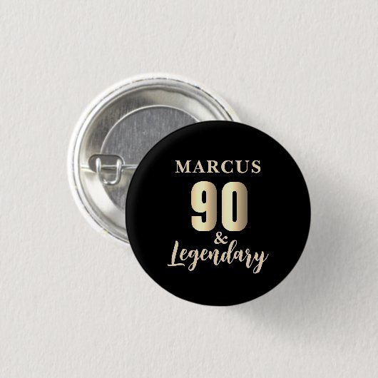 90 & Legendary Gold 90. Geburtstag Button (Vorne & Hinten)