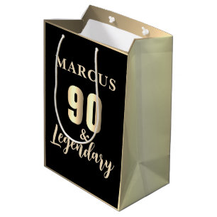 90 & Legendary Gold 90. Geburtstag Mittlere Geschenktüte