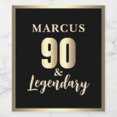 90 & Legendary Gold 90. Geburtstag Weinetikett (Einzelnes Label)