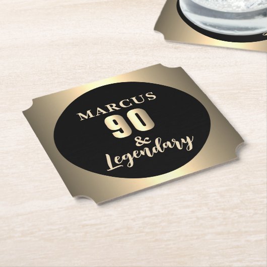90 & Legendary Gold 90. Geburtstagsfeier Untersetzer (angewinkelt)