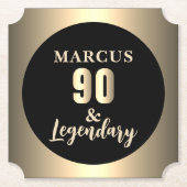 90 & Legendary Gold 90. Geburtstagsfeier Untersetzer (Vorderseite)