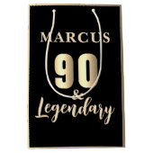 90 & Legendary Gold 90th Birthday Mittlere Geschenktüte (Vorderseite)