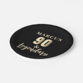 90 & Legendary Gold 90th Birthday Party Pappteller (Schrägansicht)