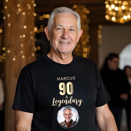 90 & Legendary Gold Photo 90th Birthday Tri-Blend Shirt