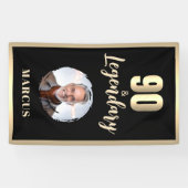90 & Legendary Photo 90th Birthday Gold Banner (Horizontal)
