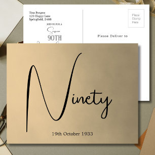 90. männlicher Geburtstag moderne Einladung Postkarte
