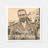 90. männliches Foto Geburtstag Serviette (Vorderseite)