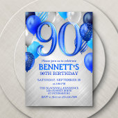 90. Mens Blue Birthday Einladung