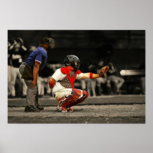 90 MPH Baseball-Position in Richtung Fanggerät und Poster (Vorne)