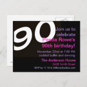 90. neunzigste Geburtstagsparty Postcard Invi Einladungspostkarte (Vorne/Hinten)