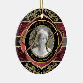 90. Neunzigste Gold Ruby Diamonds Foto Frame Keramik Ornament (Rechts)