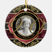 90. Neunzigste Gold Ruby Diamonds Foto Frame Keramik Ornament (Vorne)