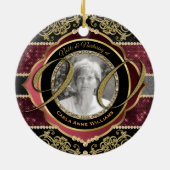 90. Neunzigste Gold Ruby Diamonds Foto Frame Keramik Ornament (Hinten)