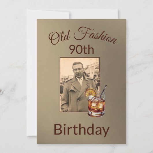 90. Neunzigste männliche Foto Geburtstag Einladung (Vorderseite)