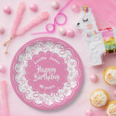 90. Pink/White Zufallszahlenmuster Pappteller (Party)