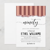90 Rose Gold Geburtstagsfeier Einladung (Vorne/Hinten)