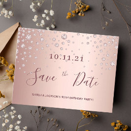 90. Rose Golddiamanten Save the Date Postkarte
